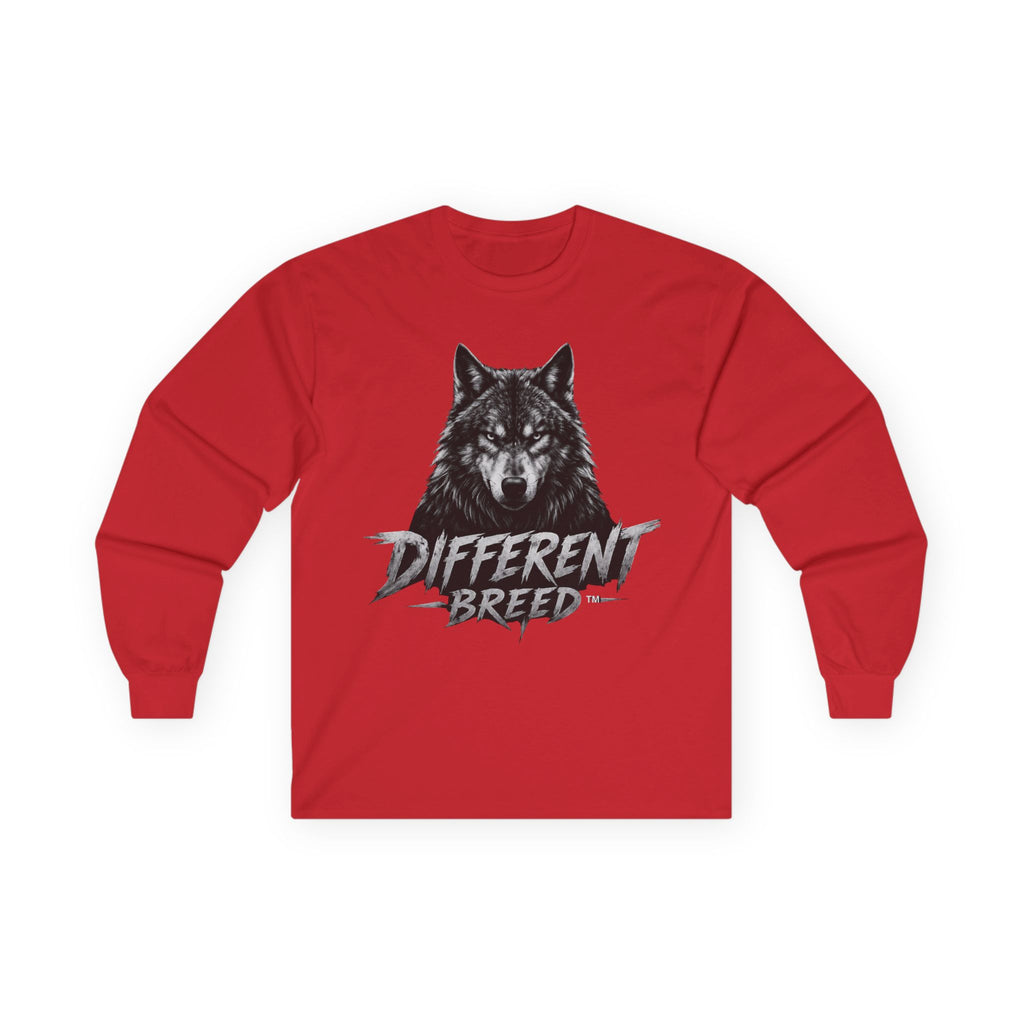 Different Breed Wolf Long Sleeve Tee — Graphic Animal Crewneck