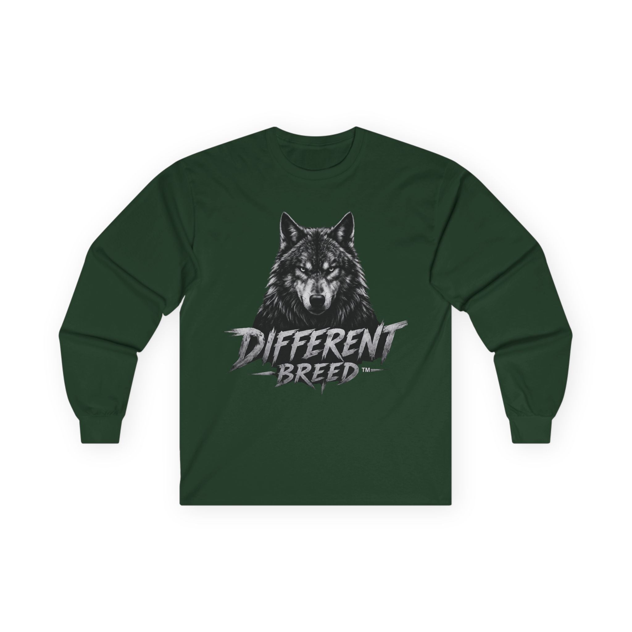 Different Breed Wolf Long Sleeve Tee — Graphic Animal Crewneck