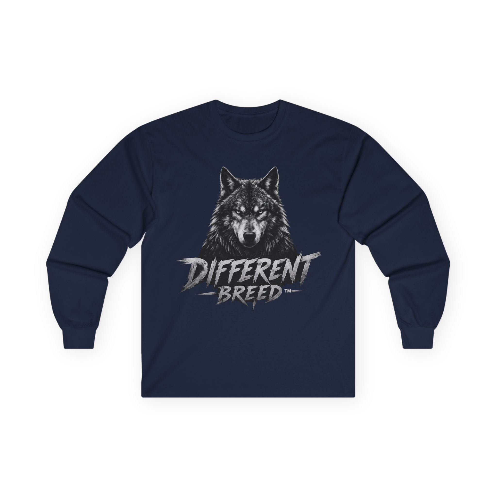 Different Breed Wolf Long Sleeve Tee — Graphic Animal Crewneck