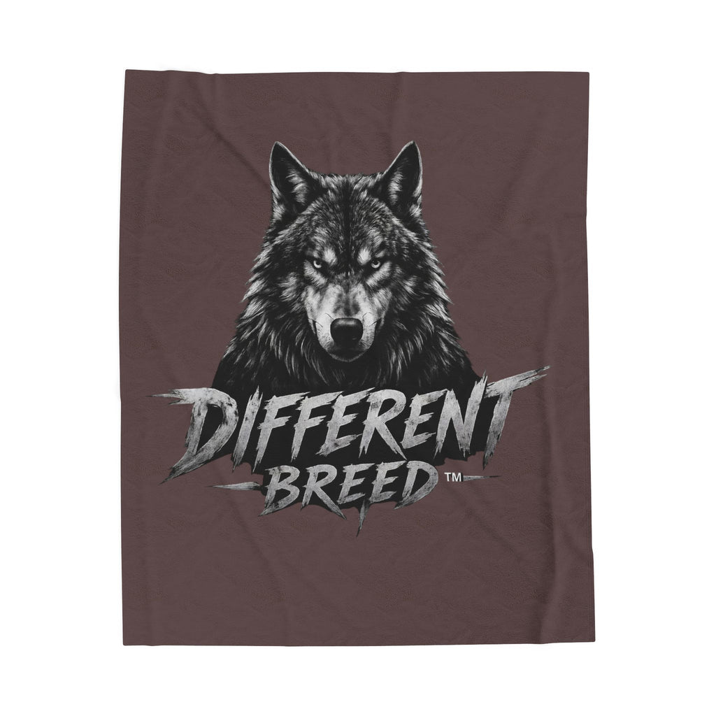 Wolf Graphic Plush Blanket — "Different Breed" Velveteen Throw for Outdoor & Couch