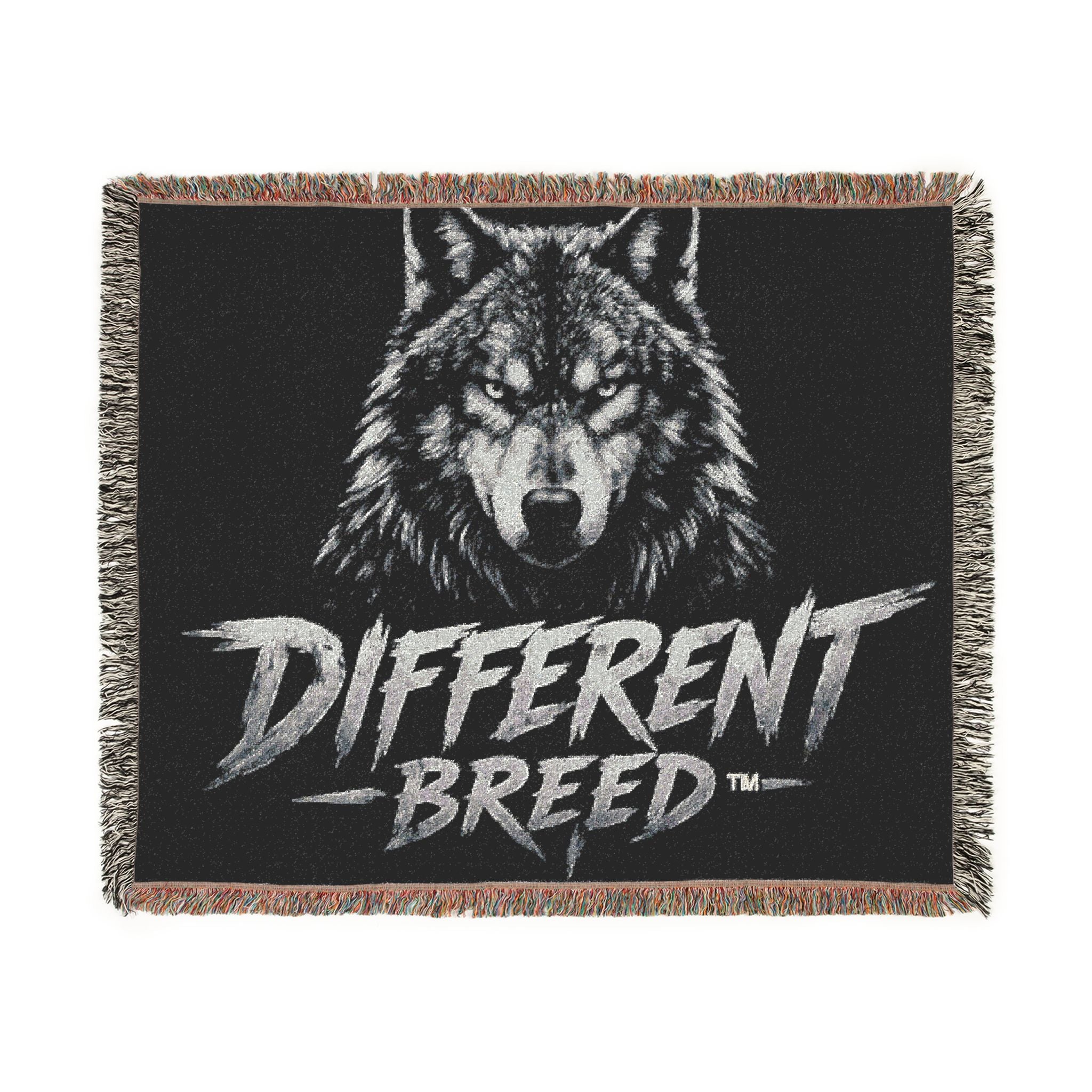 Different Breed Wolf Woven Blanket – Rustic Outdoor Throw for Men & Women