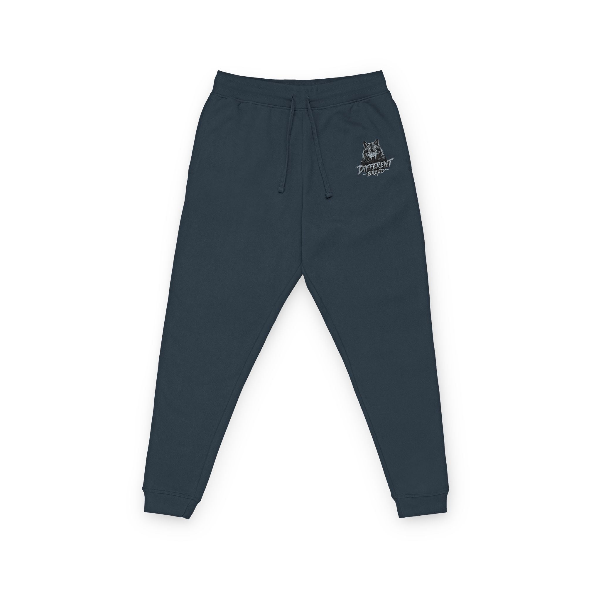 Embroidered Cozy Fleece Joggers — Retro Floral Chest Patch