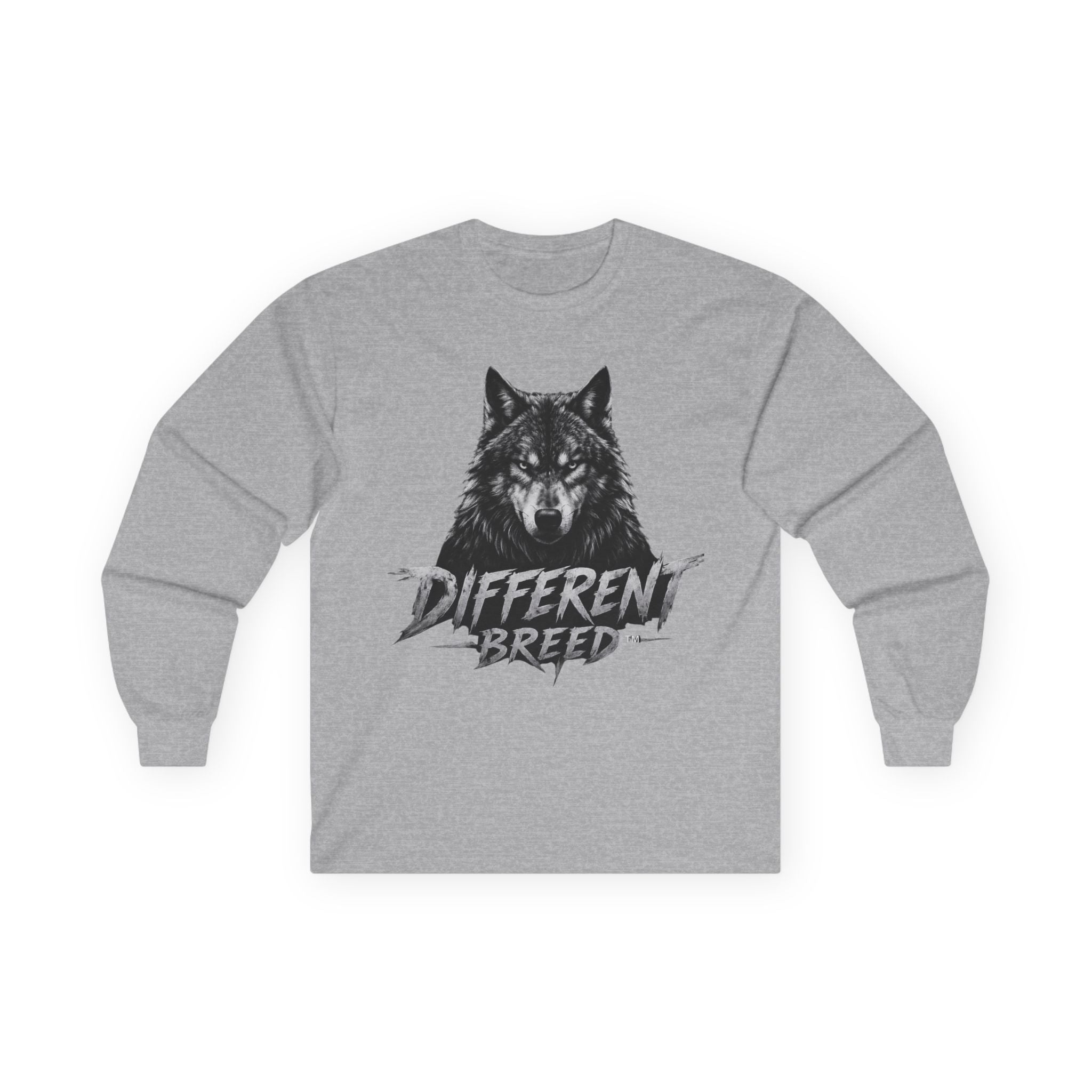 Different Breed Wolf Long Sleeve Tee — Graphic Animal Crewneck