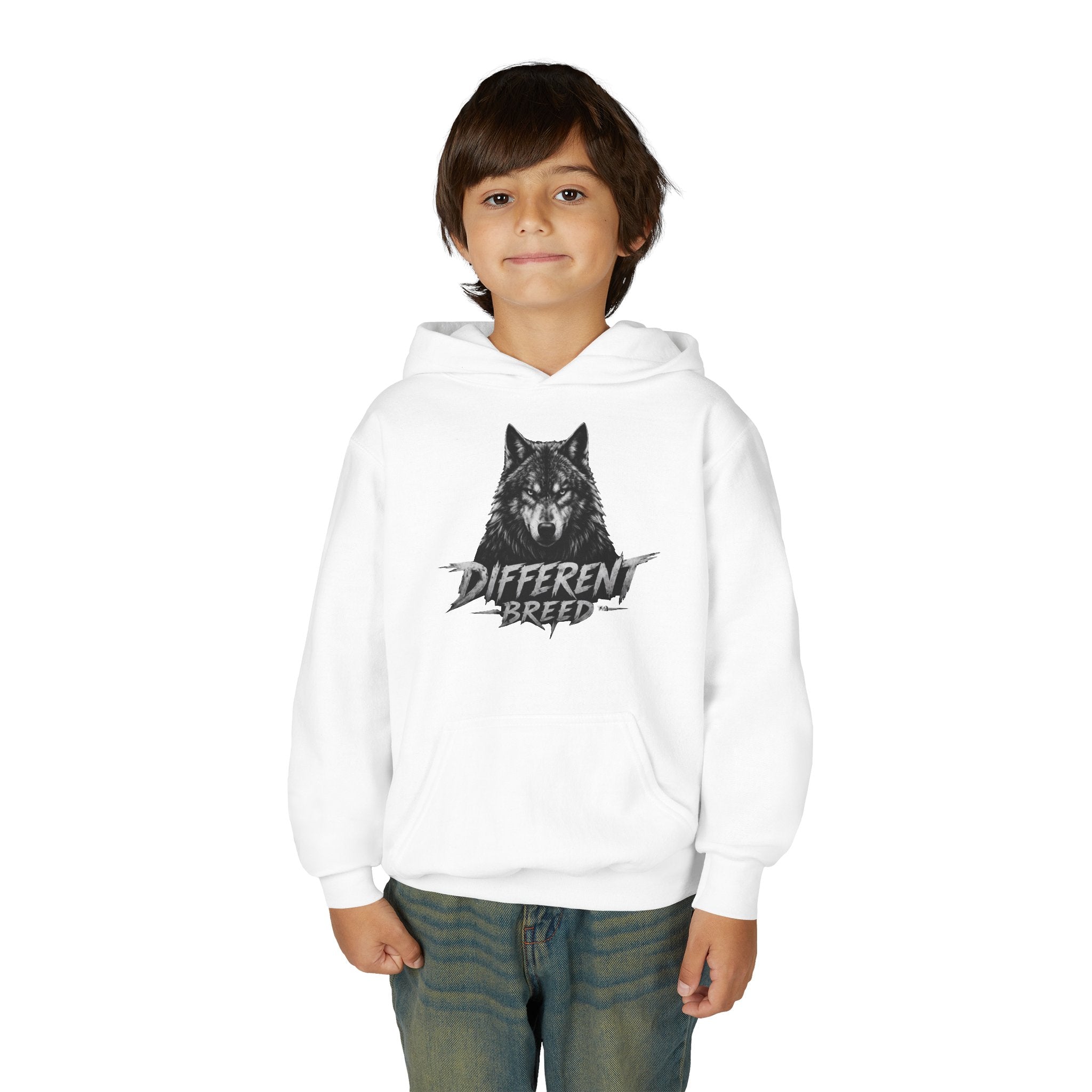 Youth Hoodie — 'Different Breed' Wolf Graphic Pullover