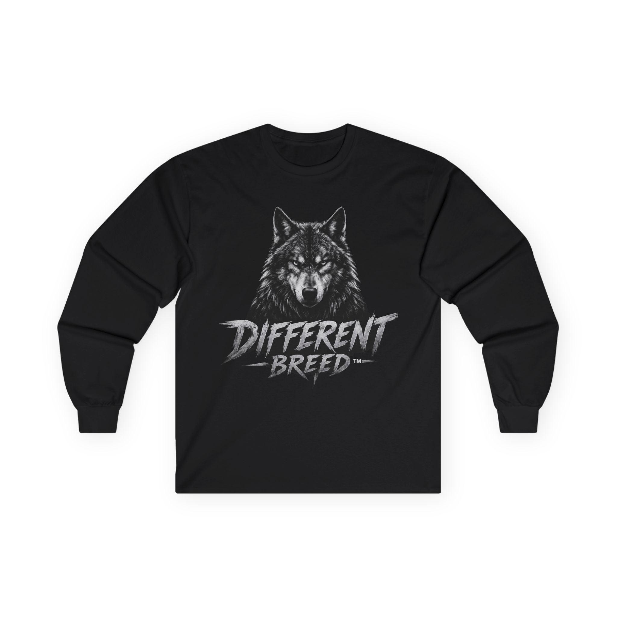 Different Breed Wolf Long Sleeve Tee — Graphic Animal Crewneck