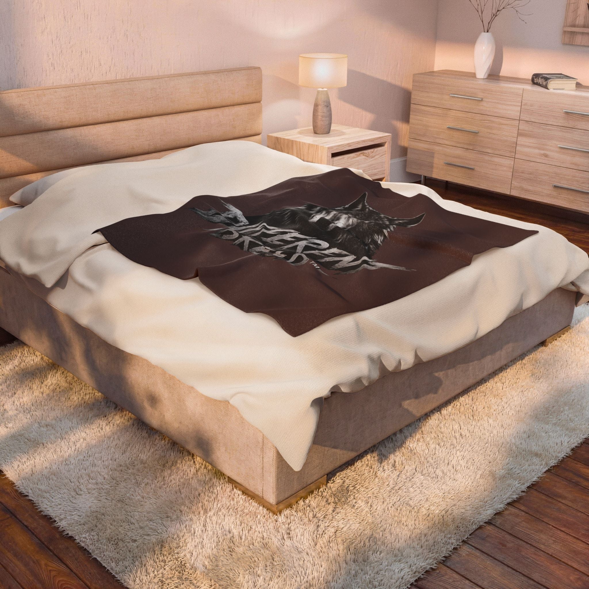 Wolf Graphic Plush Blanket — "Different Breed" Velveteen Throw for Outdoor & Couch
